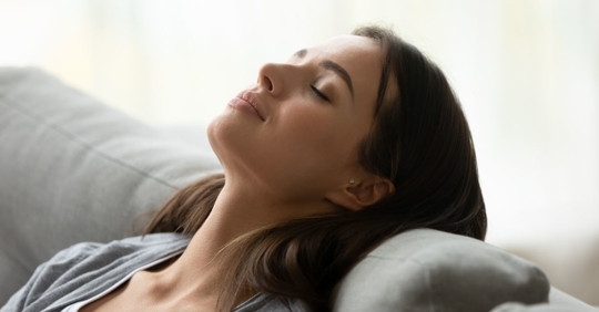 woman breathing deeply